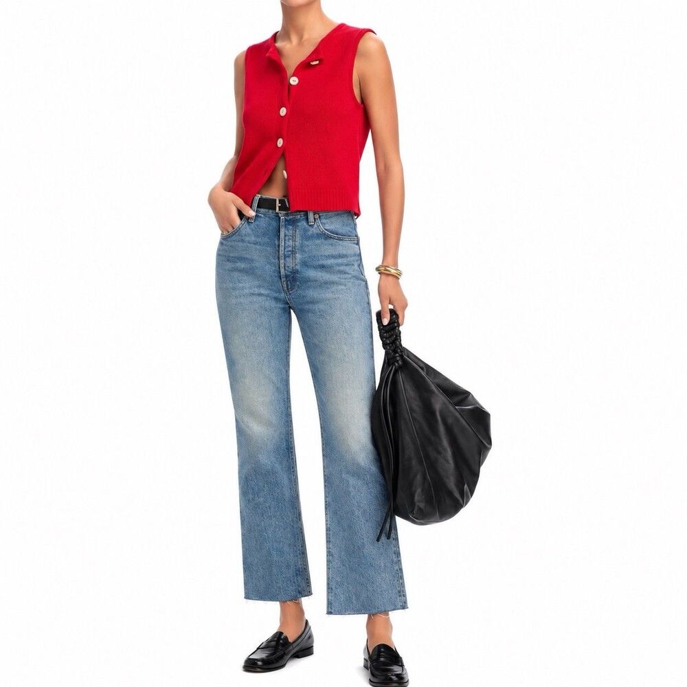 Mother Superior The Tripper Flood Fray Jeans Left In The Dust Wash Women 34x 23”